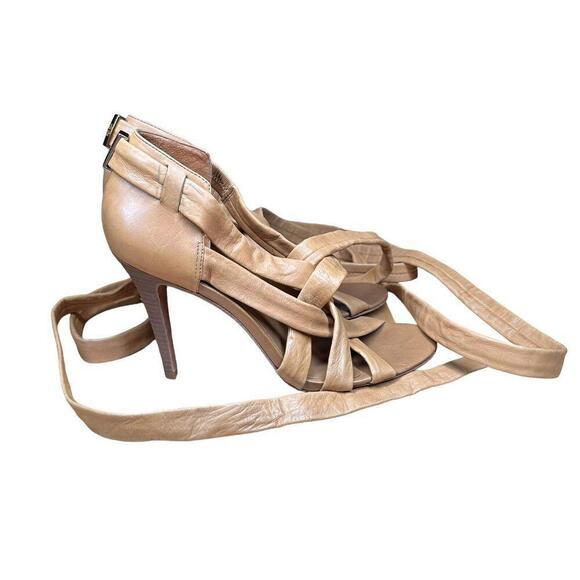 TORY BURCH Wrap Up Heel - Lounge-Baby in Tan Leather Size 9.5 Orig $325 - Picture 4 of 6